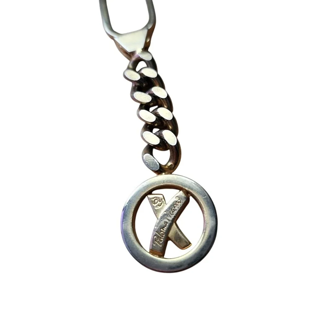 PALOMA PICASSO VINTAGE Gold Tone Logo Keyring Key Chain bag‎ charm Accessory